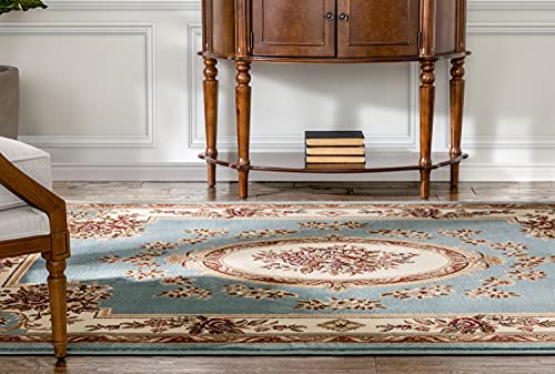 Timeless Collection Le Petit Palais Light Blue 8x10 Luxurious Traditional French Medallion Oriental Area Rug Perfect for Living Room Bedroom or Dining Room Easy (7'10" x 10'6" (Rectangular) / Light Blue)