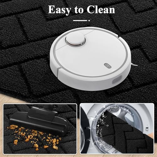 Kitchen Runner Rug (Black / 24"x71"+20"x32")