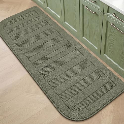 24x60 in Kitchen Rugs Non Slip Washable Kitchen Runner Rug (2' x 5' (Semicircular) / Green)