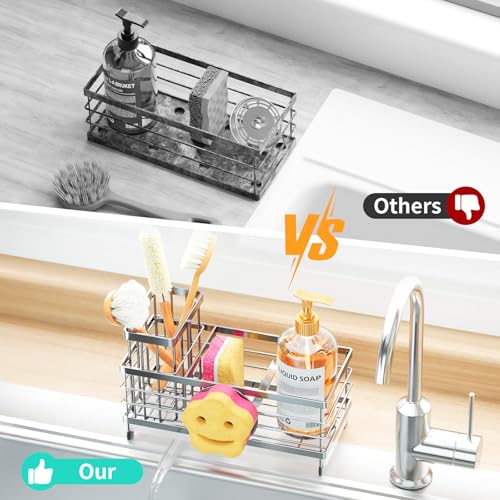 Sponge Holder for Kitchen Sink (Silver / with Smiley Face Sponge Holder（single）)
