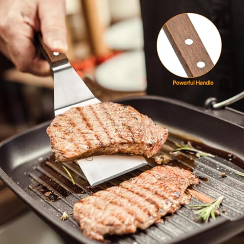 2 Pcs Stainless Steel Spatula Turner for Cast Iron Skillet (Silver)