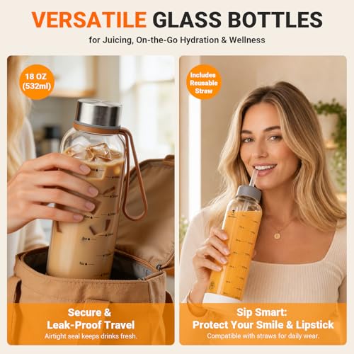 18 oz Glass Water Bottles (Clear-06-6p/18oz / 18oz)