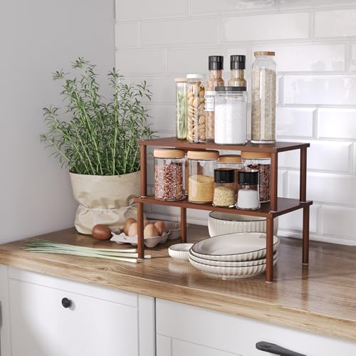 2 Pack Cabinet Organizer Shelf (15.8"W / Brown)