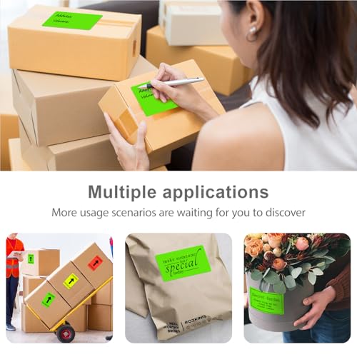 3 X 5 Inch Rectangle Sticker Moving Labels for Boxes (Light Green)