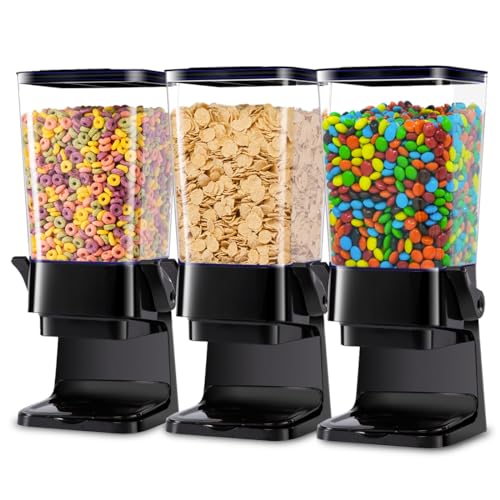 Cereal Dispenser Countertop with Lids (Black / Large)