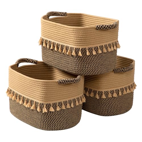 Set of 3 Baskets for Organizing (Black & Jute / 3 Pack)