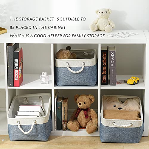 Storage Bins for Organization (White&Blue / Large-3 Pack)