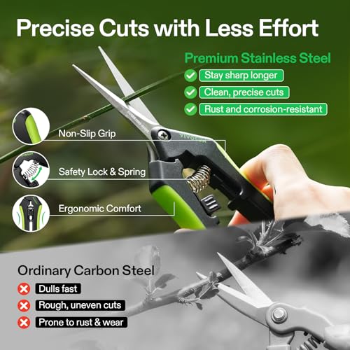 6.5 Inch Garden Scissors (Black Straight Blade / Black)