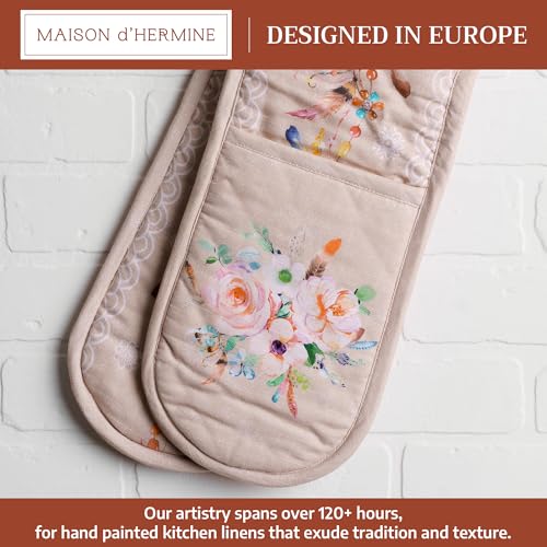 Double Oven Mitts 100% Cotton Double Oven Glove (065 - Ibiza - Beige / 7" x 35" (Double Oven Mitt))