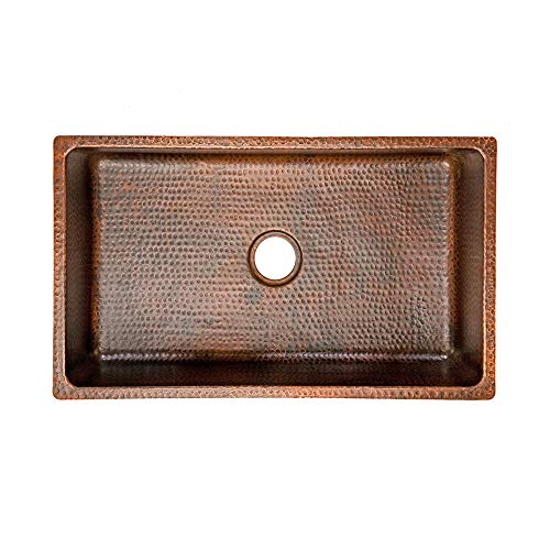 KSDB30199 30 Inch Hammered Copper Kitchen Single Basin Sink (30" x 19" x 9")
