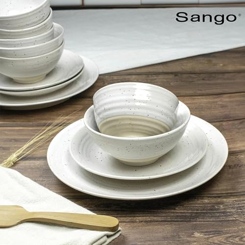 Siterra 16 Piece Rustic White Stoneware Dinnerware Set (Rustic White / 16-Piece Set)