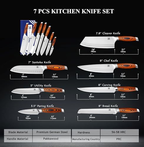 7 PCS Kitchen Knife Set (7 Count)