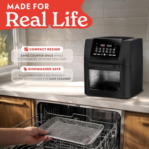 Air Fryer 14 Qt Rotisserie Oven with Window (Black)