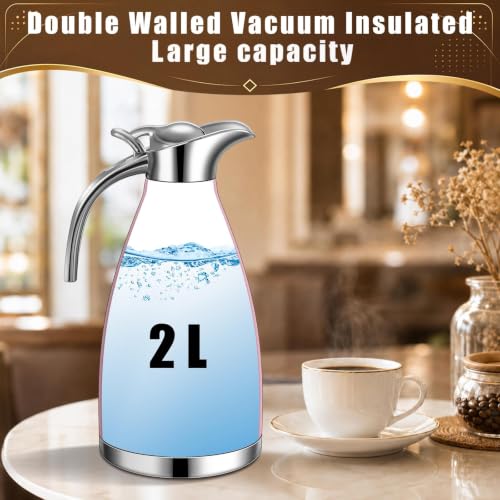 2 Pcs 68oz Thermal Coffee Carafe (Rose Gold, Sliver)