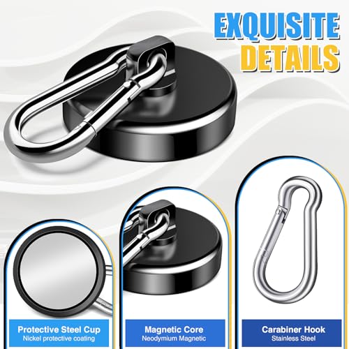 Magnetic Hooks Heavy Duty 150Lbs (150lb-4P Black)