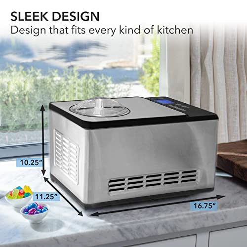 Ice Cream Maker Machine & Yogurt Automatic 2 Qt. with Built (2 Quart / Stainless Steel)