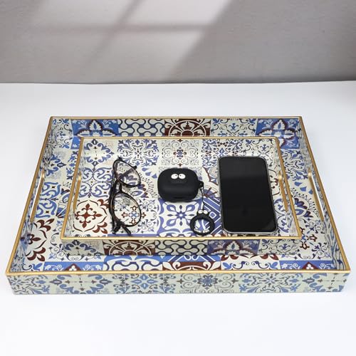 Decorative Serving Tray with Handles (Sp3040re1 / 16" x 12" x 1.6")