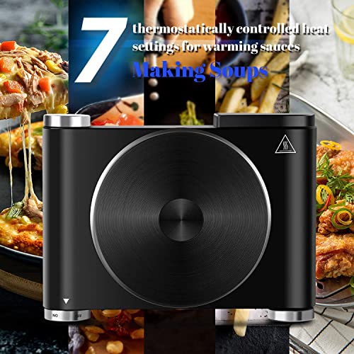 Hot Plate Electric Burner Single Burner Cast Iron hot plates for cooking Portable Burner 1500W with Adjustable Temperature Control Stainless Steel Non (Black / Single Burner)