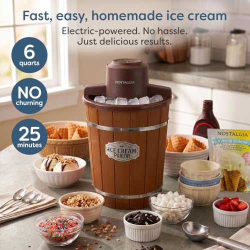 Electric Ice Cream Maker With 6 Qt Capacity (6 Qt / Dark Wood)