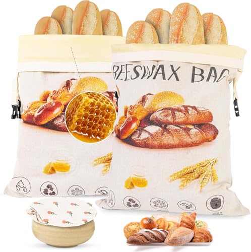 2 Pack Beeswax Bread Bag (Bread print color)