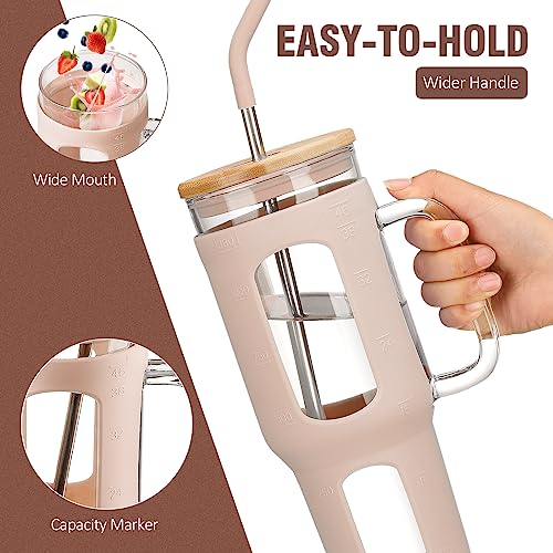 Glass Tumbler with Lid and Straw (Amber / 46 Ounces)