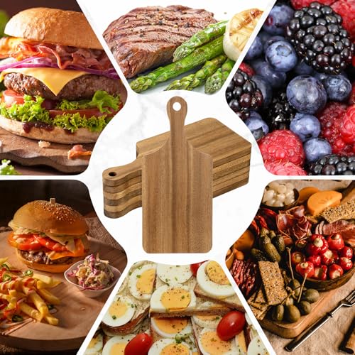 6 Pcs Thick Wood Cutting Boards Bulk for Chopping Serving (11 x 5 inches)