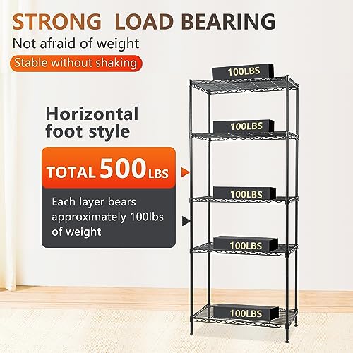 Shelves Wire Shelving Utility Storage Shelves Shelving Unit NSF Certified Height Adjustable Metal 5 Tier Shelves Easy Assembly 24" L x 14" W x 59" H