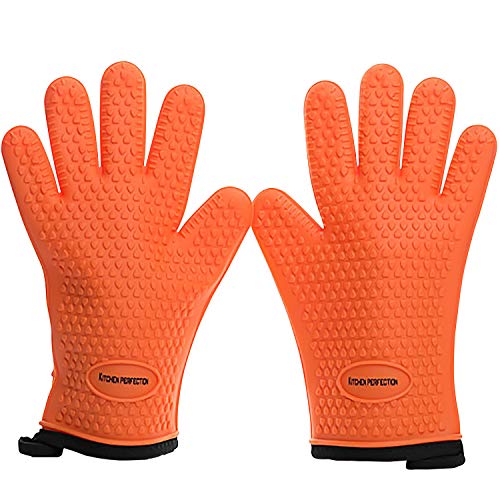 XL Silicone Smoker Oven Gloves (Orange / X-Large)