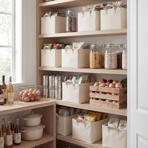 Fabric Storage Bins (Beige(Cottlyn Fabric) / 16 ½" L x 12" W x 10 ¼" H)