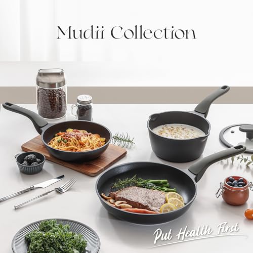Ceramic Nonstick Saucepan with Lid (3 Quarts / Black Sesame)