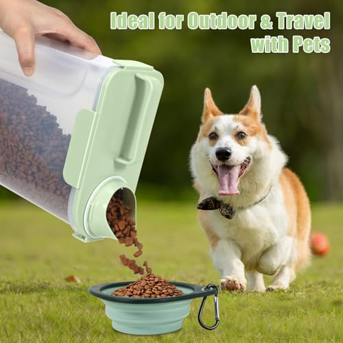 5 Lbs Pet Dog Food Storage Container for Travel Bird Seed Dispenser (Pale Green-5L)