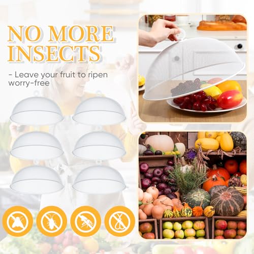6 Pcs Metal Mesh Food Cover Outdoor Food Tents (White / 14 Inch)
