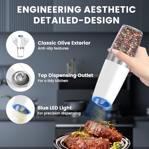 Battery Operated Salt And Pepper Grinder Set (Black&White)