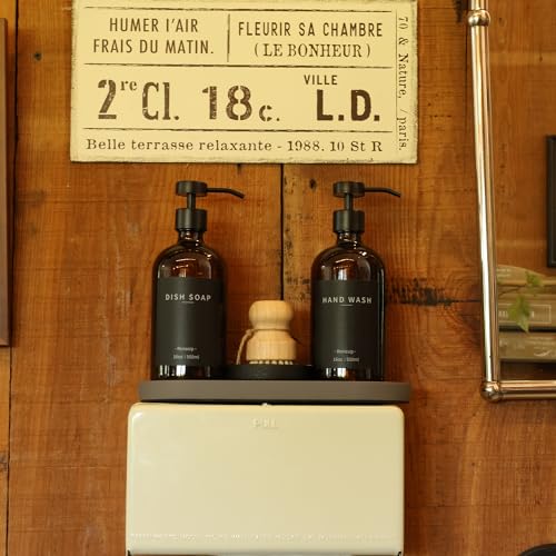 Set of 5 Kitchen Soap Dispenser Set 16 Oz Glass Hand Dish Soap Dispenser with Stainless Steel Pump (Brown)