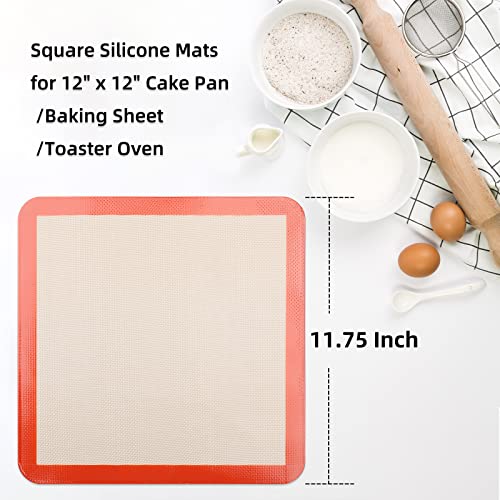 12x12 Square Silicone Baking Mats for XL Air Fryer (Bright Orange / 11.8"L x 11.8"W)