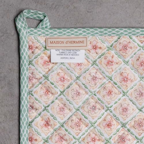 100% Cotton Oven Mitt & Pot Holder Set (076 - Easter Dew / 7.5" x 13" & 8" x 8" (Oven Mitt & Pot Holder))