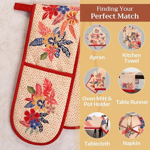 Double Oven Mitts 100% Cotton Double Oven Glove (064 - Kalahari / 7" x 35" (Double Oven Mitt))