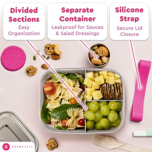 Stainless Steel Bento Box + Condiment Container (Dragonfruit / 37oz / 1100ml)