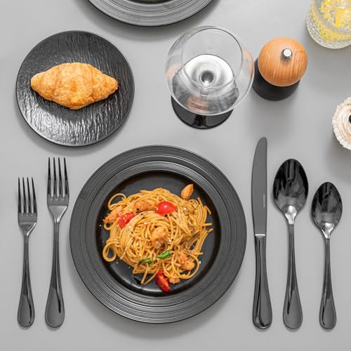 18 10 Stainless Steel Silverware Set for 12 (Black / 60-Piece)