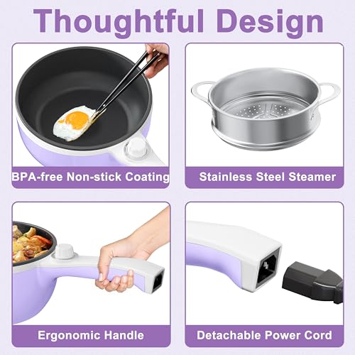 Hot Pot Electric with Steamer (1.5 L (With Steamer) / Purple 2)