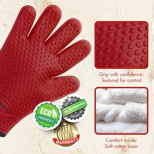 Silicone Pizza Oven Gloves (Legacy Red / One Size Fits Most)
