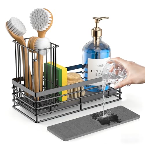 Sponge Holder for Kitchen Sink (Metallic Black / Medium)