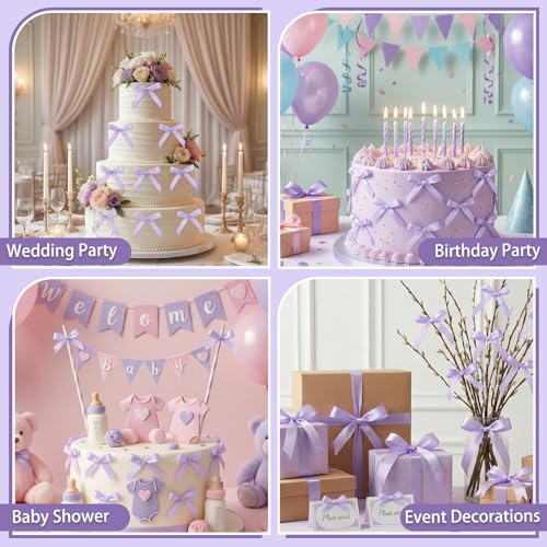 30 Pack Light Purple Bow Cake Toppers (Purple)