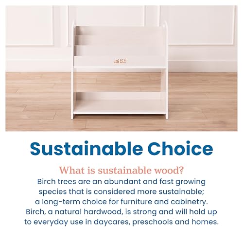 3 Shelf Floor Book Display with Handles and Storage (White Wash)