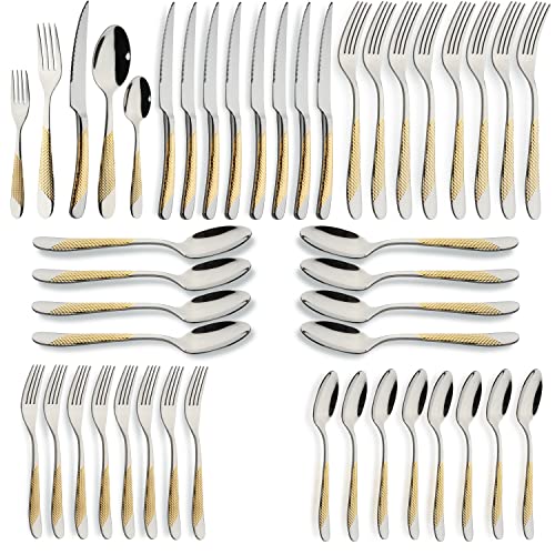 40 Piece Gold Silverware Set Stainless Steel Flatware Set Cutlery Set