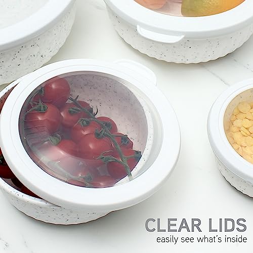 Prep Bowls with Lids (Speckled White / 8 Piece Set - Wide Bowls)