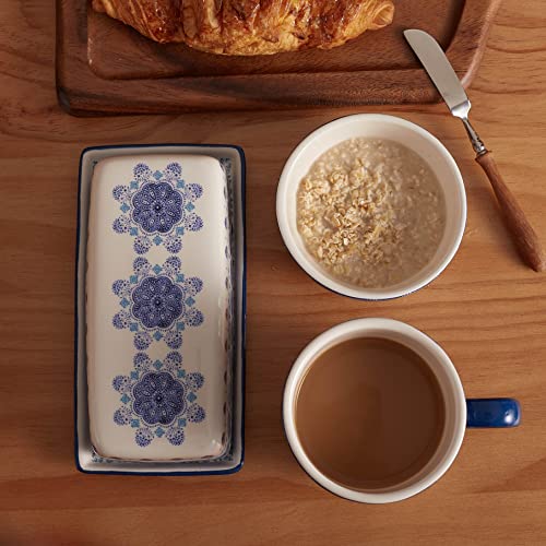 Blue Talavera Ceramic Butter Dish with Lid
