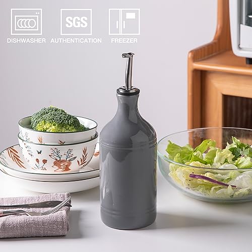 Sweejar Ceramic Olive Oil Dispenser Bottle (15.5 oz, Set of 1 / Dark Grey)