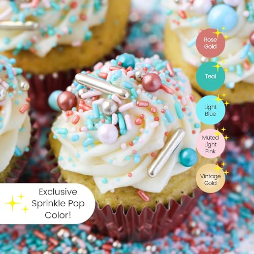 Old Hollywood Sprinkle Mix (Light Pink, Blue, Teal, Rose Gold)