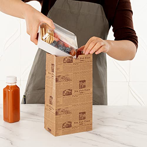 Bag Tek 8 Lb Disposable Lunch Bags 100 Sturdy Take Out Bags (8 lb / Kraft Newsprint)